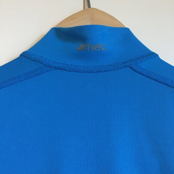 MEC Bright Blue Bubble Short Sleeve Zip Collar Mock Neck Sports Top - Picture 6 of 16